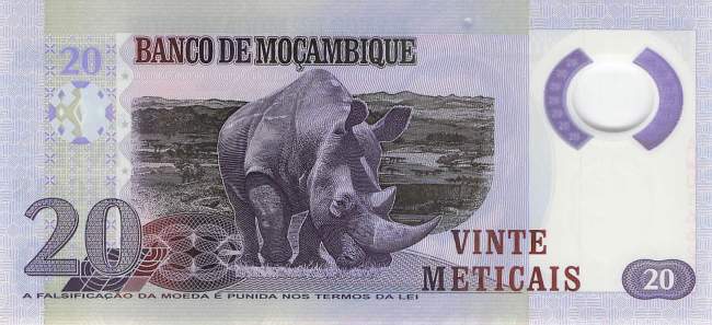 Mosambik p149a 20 Meticais 2011 Specimen